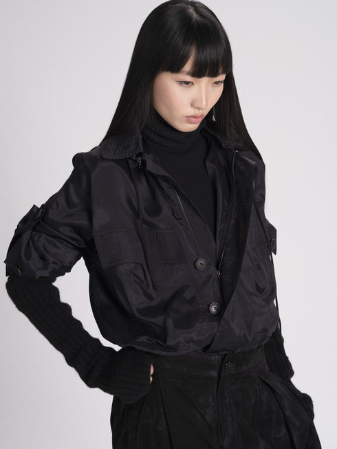 Silk Hooded Bodysuit black